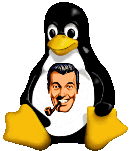 Tux with
J.R. Bob Dobbs on Stomach